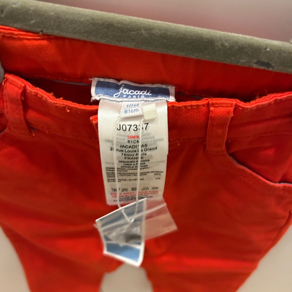 NWT Jacadi Paris - baby boy girl toddler red Jean denim long pants 18 months - Picture 2 of 4